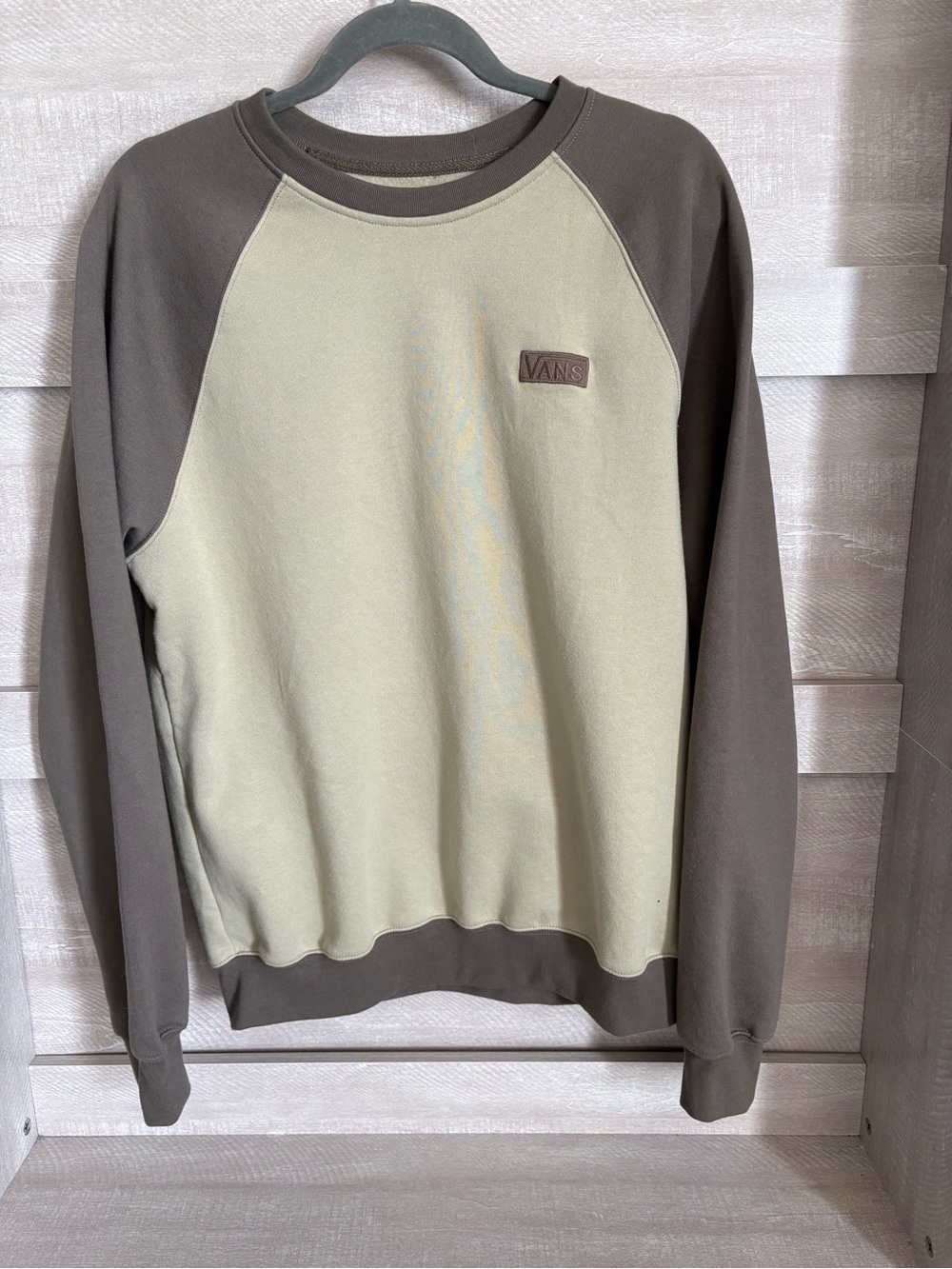 Vans Men's Two-Tone Crewneck Sweatshirt in Olive and Charcoal